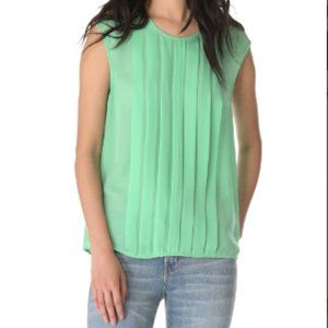Joie Silk Blouse Averlia Pleated Top Green XS